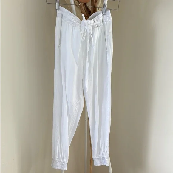 White Drawstring Jogger Pants - Picture 1 of 3